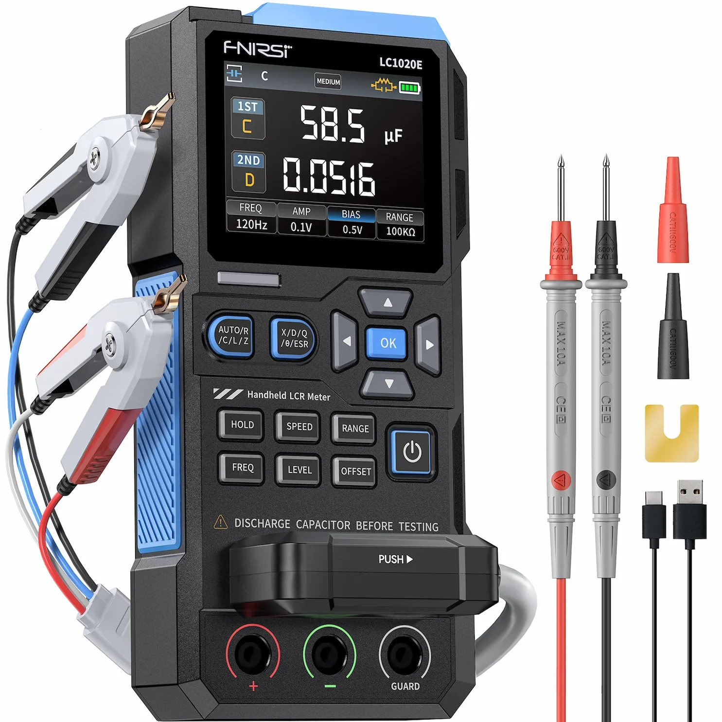 fnirsi-lc1020e-high-precision-lcr-meter-1 FNIRSI LC1020E High Precision Handheld Digital Bridge LCR ESR Tester - Image 1